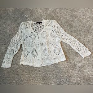 Ladies White Crochet Sweater in EUC! Size M